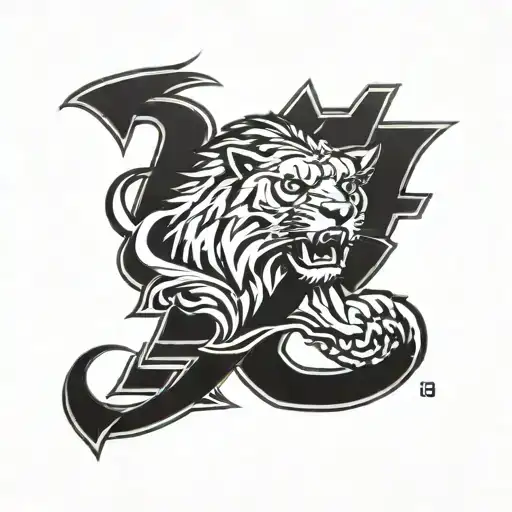 number 35 made of Detroit lions logo, Detroit red wings logo, Detroit catholic central high school logo, Cameron family  tattoo design idea