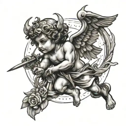 easy evil cupid tattoo design idea