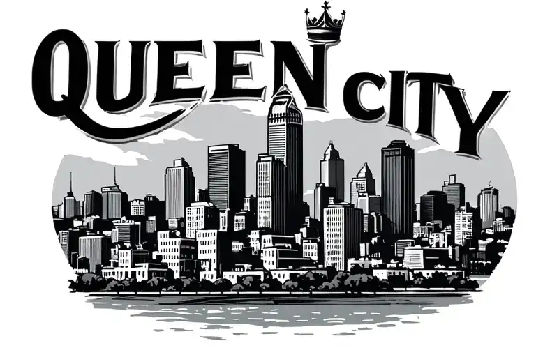 Queen City Creatives logo city scape tattoo design idea