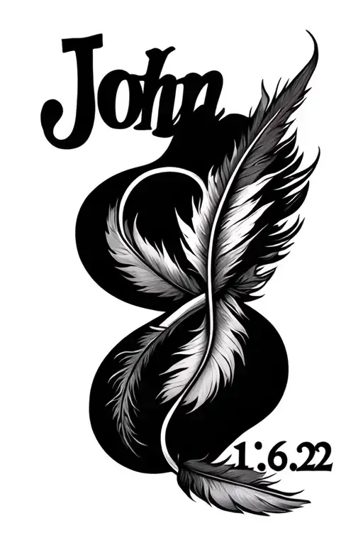 "John 16:22" Feather & infinity symbol tattoo design idea