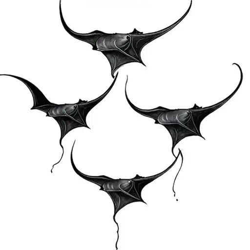 4 manta rays different sizes swimming together tattoo design idea