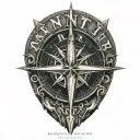 True North compass tattoo design idea