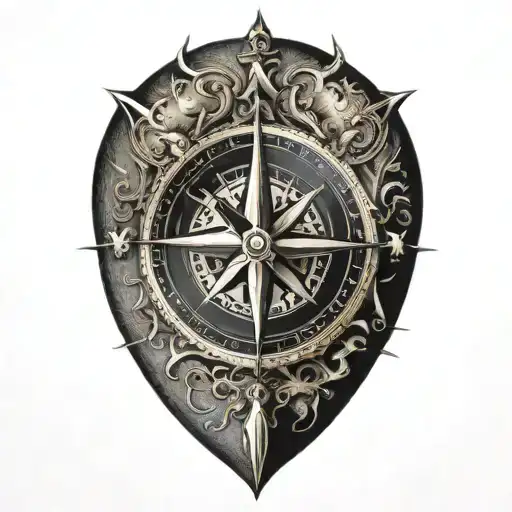 True North compass tattoo design idea