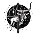 libra and taurus symbol with realistic stars and galaxies tattoo design idea