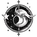 libra and taurus symbol with realistic stars and galaxies tattoo design idea