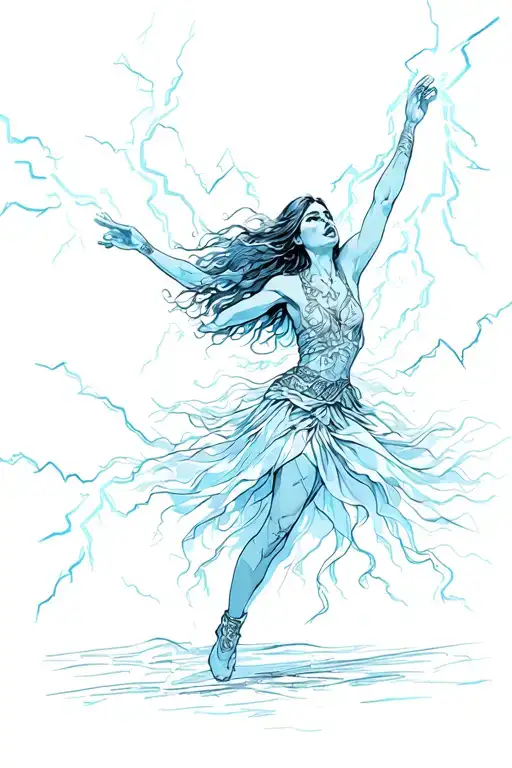 dancing through lightning strikes opal skies tattoo design idea