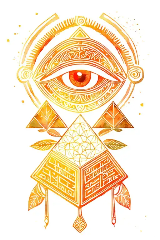 eye of horus, pyramid, matatron's cube, ankh, flower of life tattoo design idea