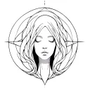 A solemn, mysterious feminine figure—guardian of forgotten places and memories. She embodies sorrow, stillness, tattoo design idea