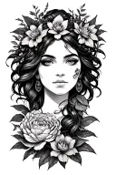 plant goddess tattoo design idea