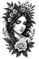 plant goddess tattoo design idea