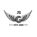 "JG 1972-2026" harley davidson motorcycle, with wings wrapped tattoo design idea