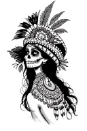 aztec catrina mexican woman tattoo design idea