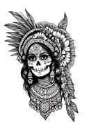 aztec catrina mexican woman tattoo design idea
