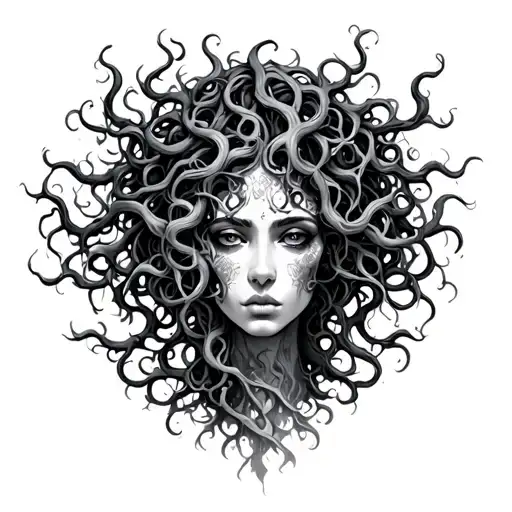 Medusa and poision tree  tattoo design idea