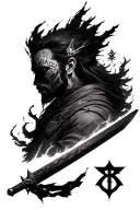 Shoulder: 🌳 Elden Ring (Erdtree + rune)Upper arm: ⚡ Sekiro (silhouette, katana, prosthetic, lightning)Mid arm: 🔥 D tattoo design idea