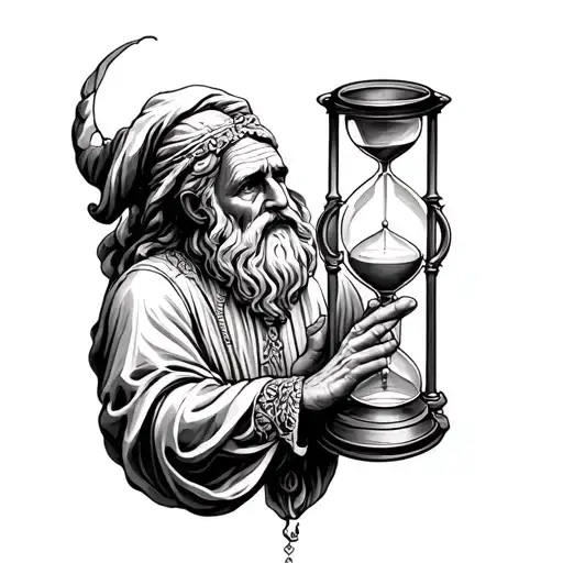 Father time holding hourglass tattoo tattoo design idea