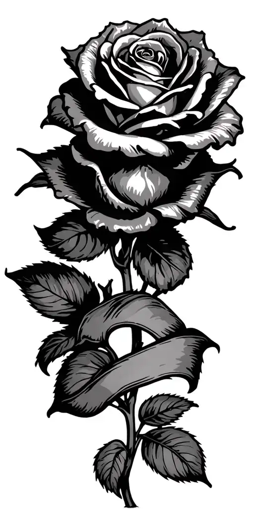 3 roses, ribbon symbolizing transformation tattoo design idea