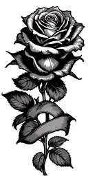 3 roses, ribbon symbolizing transformation tattoo design idea