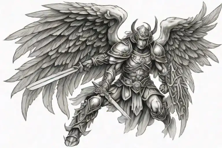 Warrior Angel tattoo design idea