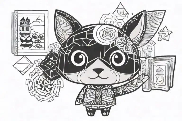 Animal Crossing character reading tattoo design idea