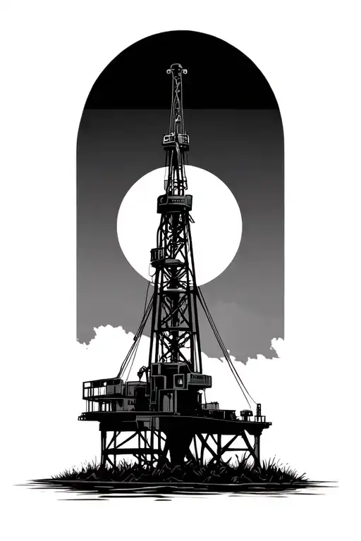 oil rig drilling rig subtly integrated tattoo design idea