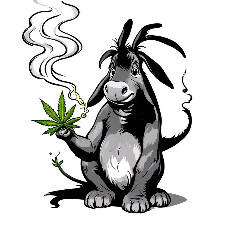 eyore smoking weed joint tattoo design idea