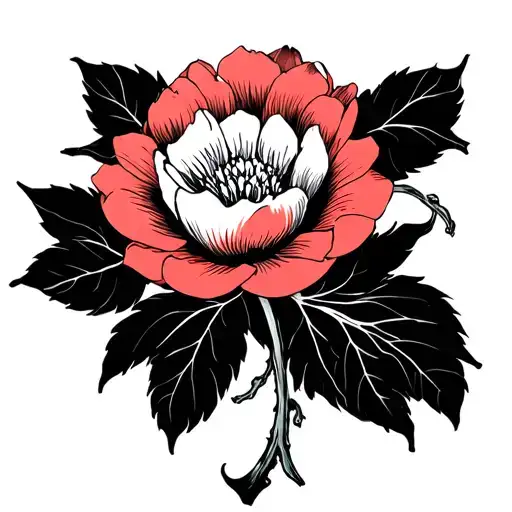half dead half alive flower tattoo design idea