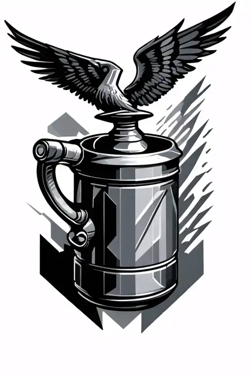 a geometric design incorporating a Molotov cocktail and Icarus  tattoo design idea