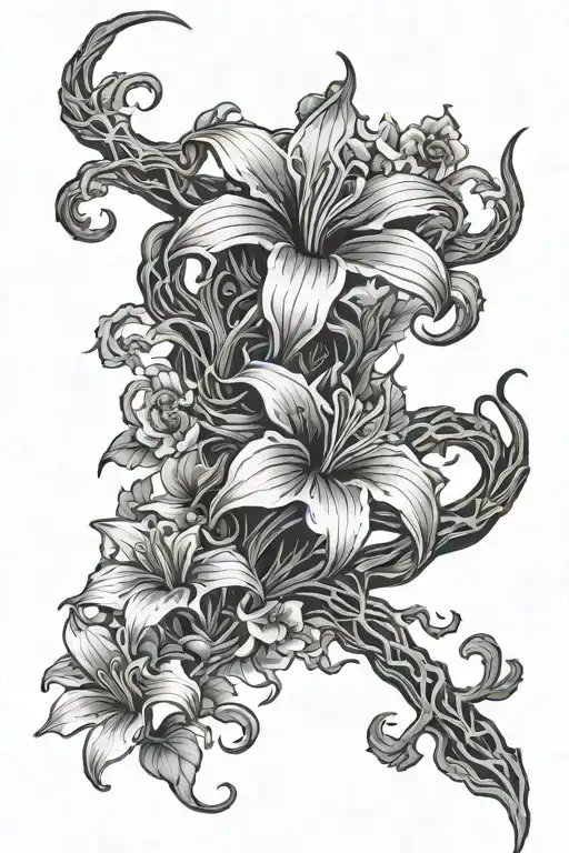 symbiote veins and flowers tattoo design idea