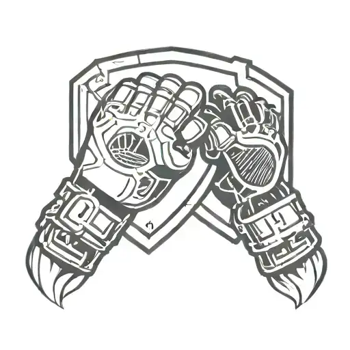 sheild with mma gloves on it  tattoo design idea