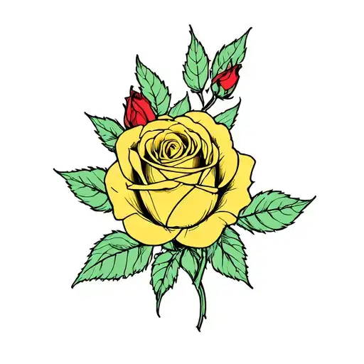 a yellow rose and add a red rose intertwined tattoo design idea