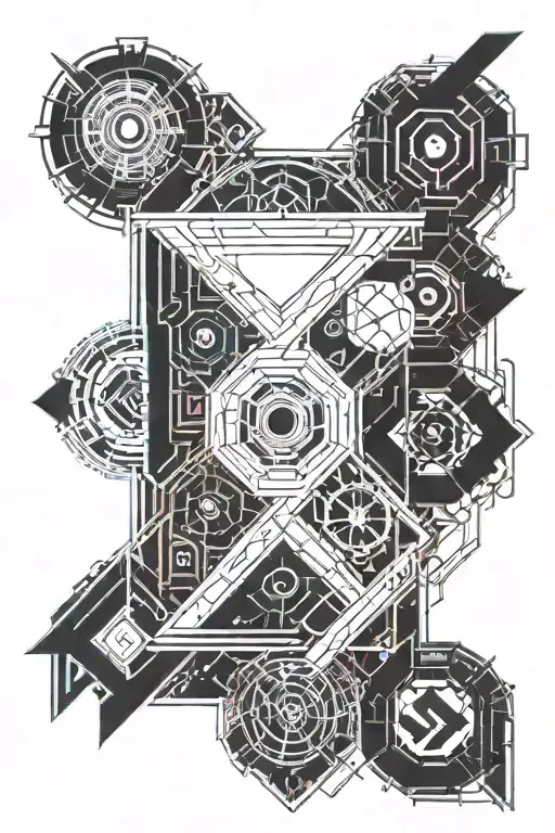 Chaos with uncertainty and discipline Justice wisdom courage tattoo design idea