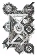 Chaos with uncertainty and discipline Justice wisdom courage tattoo design idea