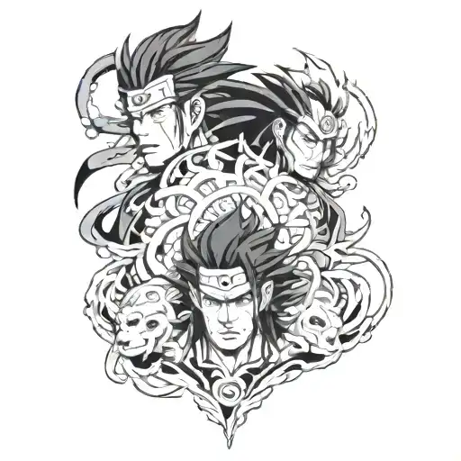 madara sasuke itachi susanoo faces merged together tattoo design idea