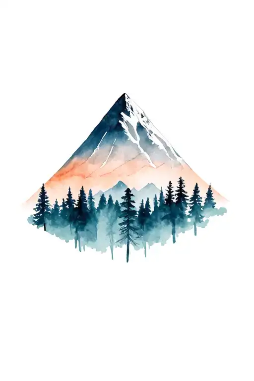 forest and mountain range tattoo design idea