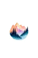 forest and mountain range tattoo design idea