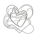 human heart and waves together tattoo design idea