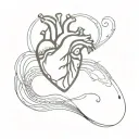 human heart and waves together tattoo design idea