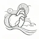 human heart and waves together tattoo design idea