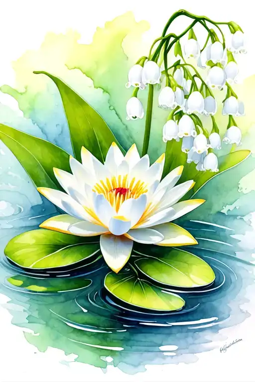 Water Lily, Lily of the Valley, Gladiolus lily tattoo design idea