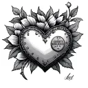 penny bigger and heart  tattoo design idea