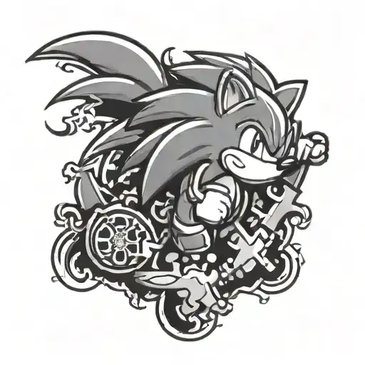 autism puzzle piece with sonic the hedgehog tattoo design idea