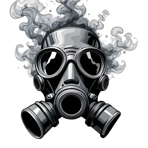 gas mask smoke rising tattoo design idea