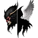 Angel and devil side to side tattoo design idea