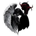 Angel and devil side to side tattoo design idea