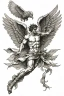 icarus falling with one devil wing tattoo tattoo design idea