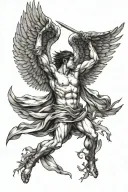 icarus falling with one devil wing tattoo tattoo design idea