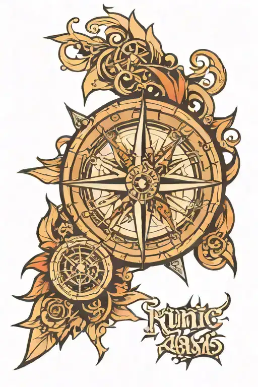 runic compass tattoo design idea