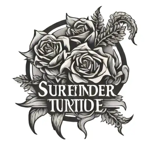 NEVER SURRENDER MINIMALISTIC STYLE tattoo design idea