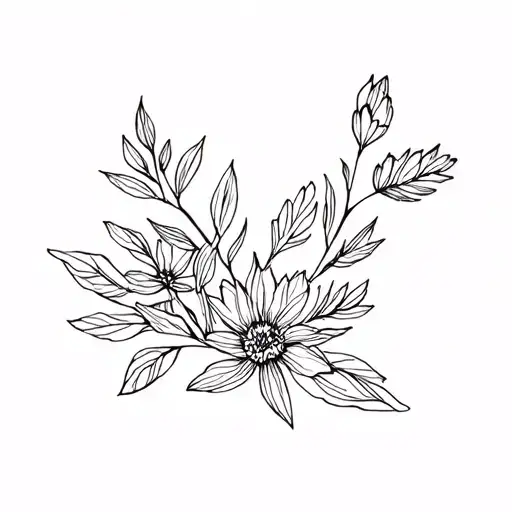 floral Arizona desert landscape tattoo design idea